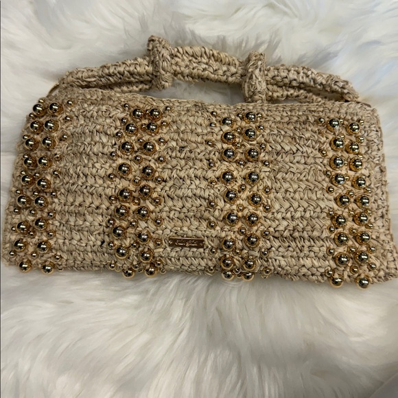 Cult Gaia Hera Studded Raffia top handle Bag - Picture 2 of 5
